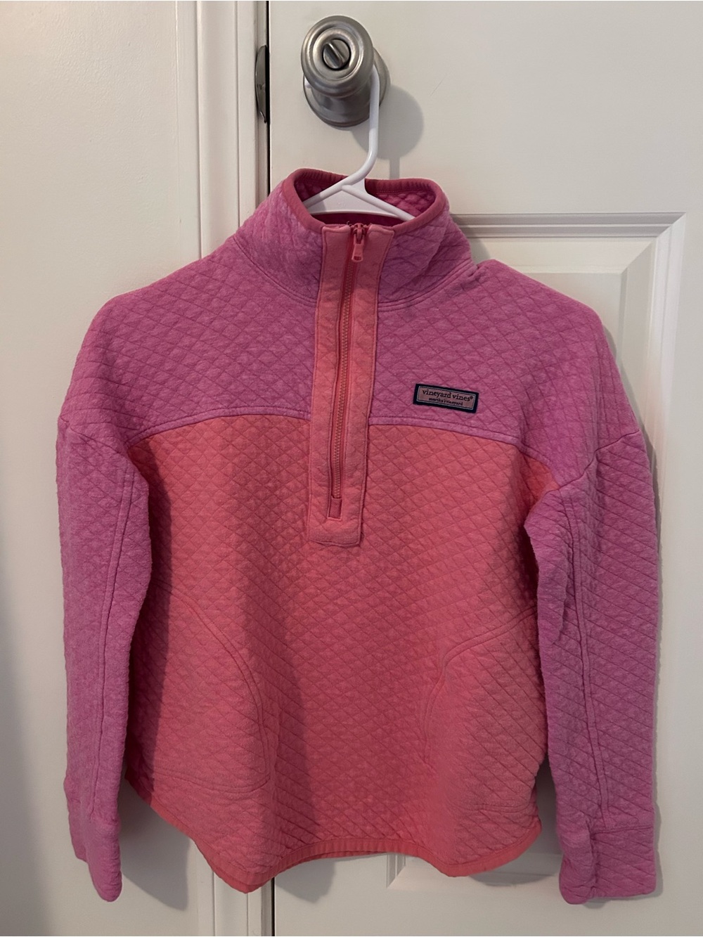 Vineyard Vines Two-Tone Pink Quilted Half-Zip Pullover